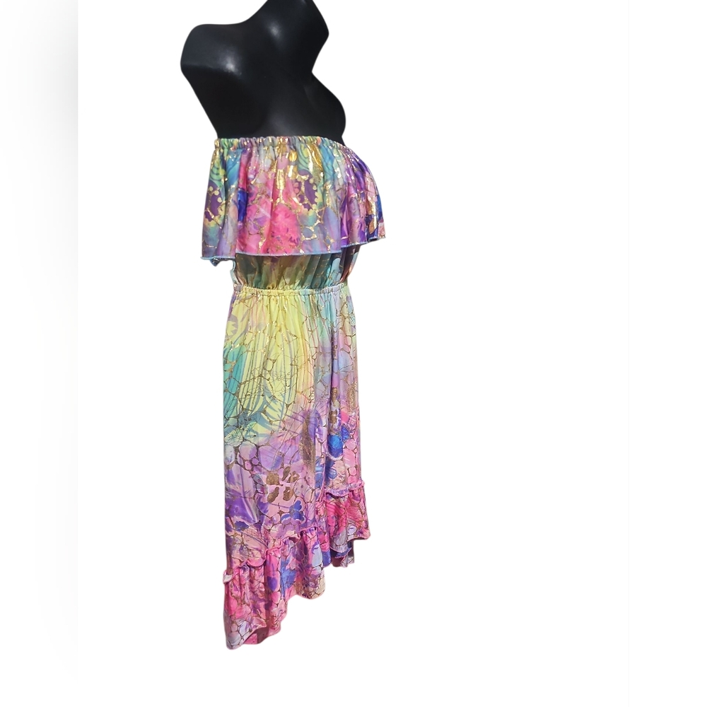 Colorful Strapless Dress - Picture 2 of 9